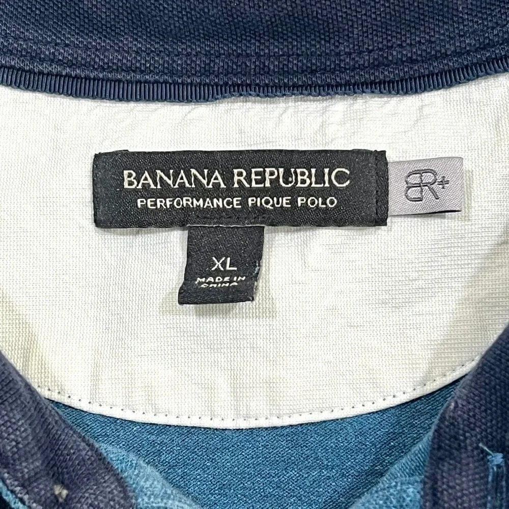 Banana Republic Dont Sweat It Performance Pique Polo Shirt Mens‎ XL Blue Pocket